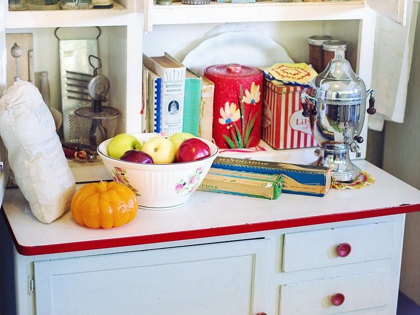 retro kitchen, vintage cupboard, retro